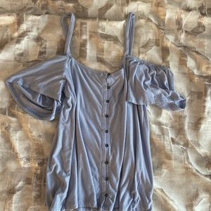 light blue flowy shirt